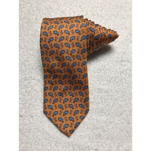 Croft And Barrow Orange Fish Worm Novelty Tie Necktie 100% Silk